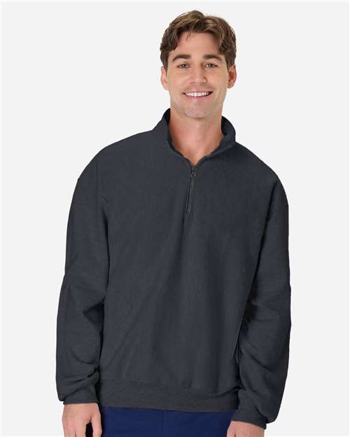 Hanes - Sudadera premium de peso pesado con cremallera de un cuarto Beefy® Sweats para hombre - OG900
