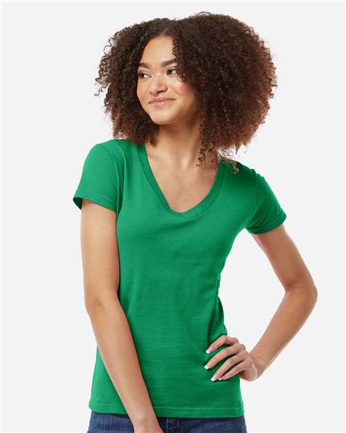 Tultex - Women's Fine Jersey V-Neck T-Shirt - 214