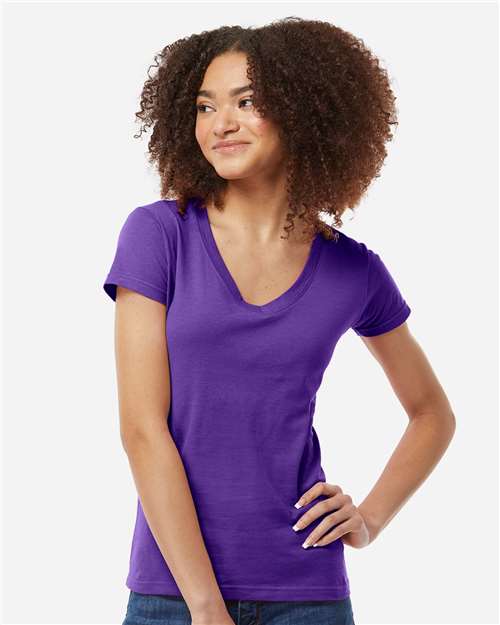 Tultex - Women's Fine Jersey V-Neck T-Shirt - 214