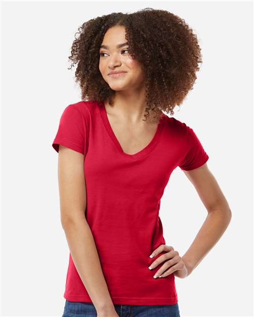 Tultex - Women's Fine Jersey V-Neck T-Shirt - 214