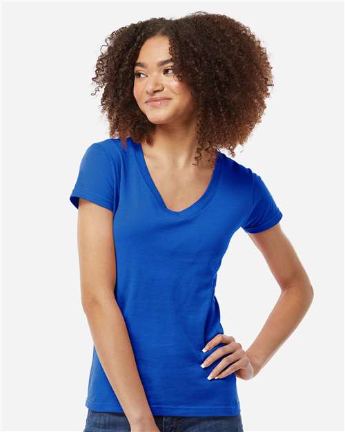 Tultex - Women's Fine Jersey V-Neck T-Shirt - 214