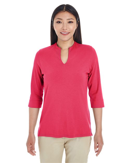 Devon & Jones - Top de corte entallado con escote abierto Perfect Fit™ para mujer - DP188W
