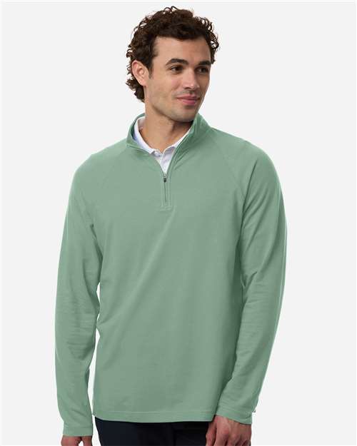 Devon & Jones - Jersey Seaton Pebble con textura y cremallera de un cuarto para hombre - DG402