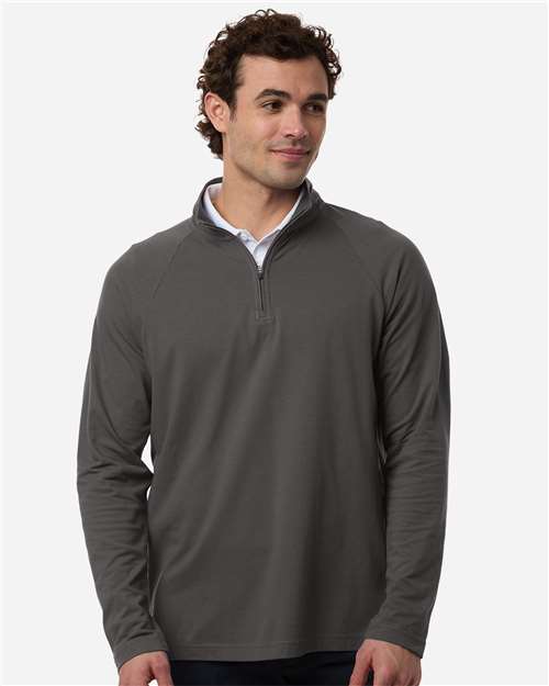 Devon & Jones - Jersey Seaton Pebble con textura y cremallera de un cuarto para hombre - DG402