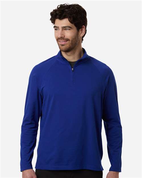 Devon & Jones - Jersey Seaton Pebble con textura y cremallera de un cuarto para hombre - DG402