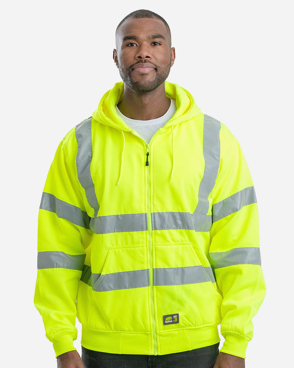 Berne Apparel - Sudadera con capucha y forro de alta visibilidad de clase 3 para hombre - HVF021