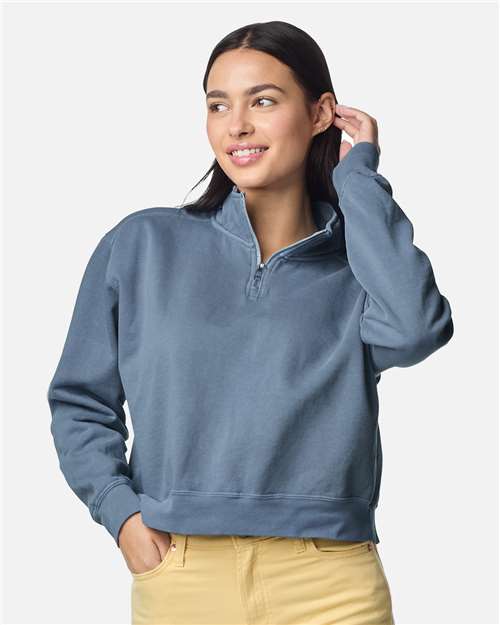 Sudadera Comfort Colors para mujer, teñida en prenda, de largo medio y con cremallera de un cuarto - 1580 L