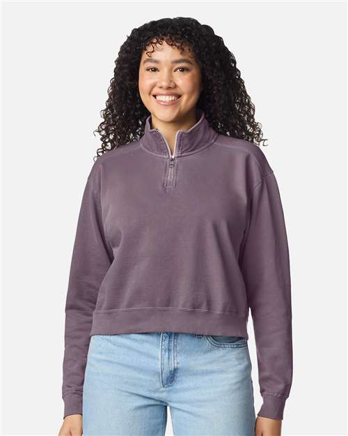 Sudadera Comfort Colors para mujer, teñida en prenda, de largo medio y con cremallera de un cuarto - 1580 L