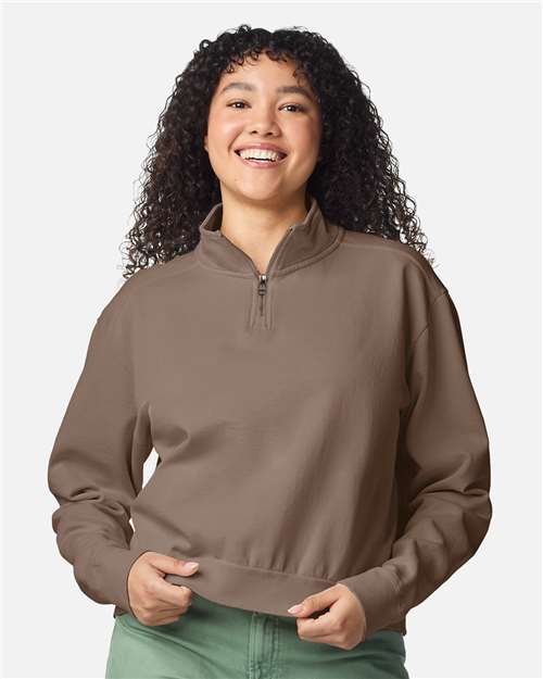 Sudadera Comfort Colors para mujer, teñida en prenda, de largo medio y con cremallera de un cuarto - 1580 L