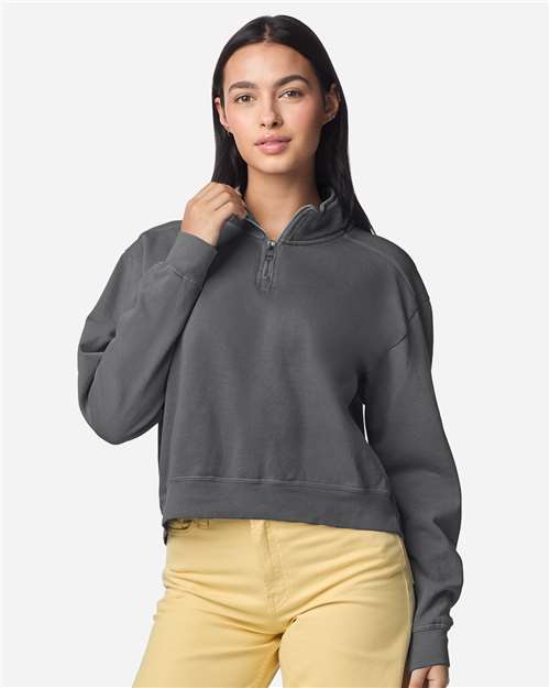 Sudadera Comfort Colors para mujer, teñida en prenda, de largo medio y con cremallera de un cuarto - 1580 L
