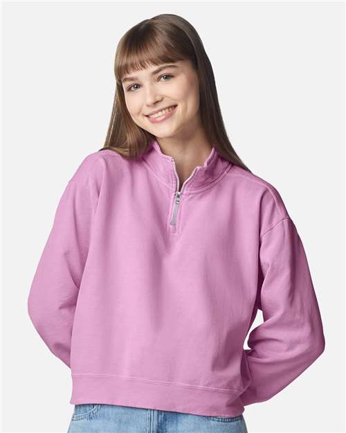 Sudadera Comfort Colors para mujer, teñida en prenda, de largo medio y con cremallera de un cuarto - 1580 L