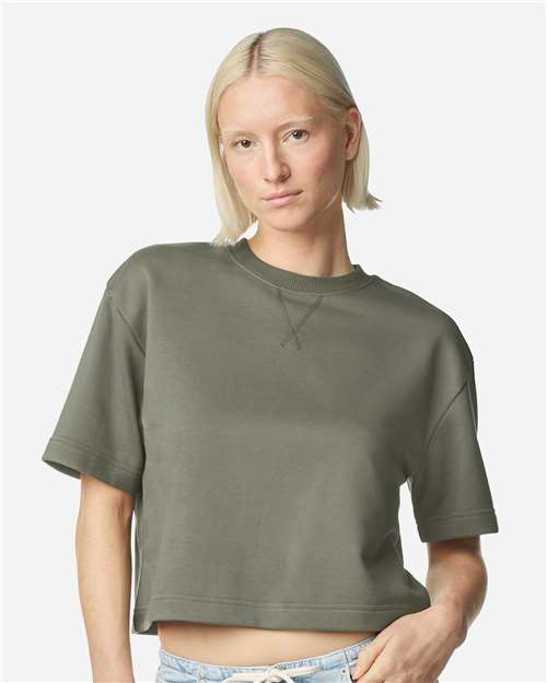 American Apparel - Top cuadrado de largo medio de felpa francesa para mujer - FTCB0