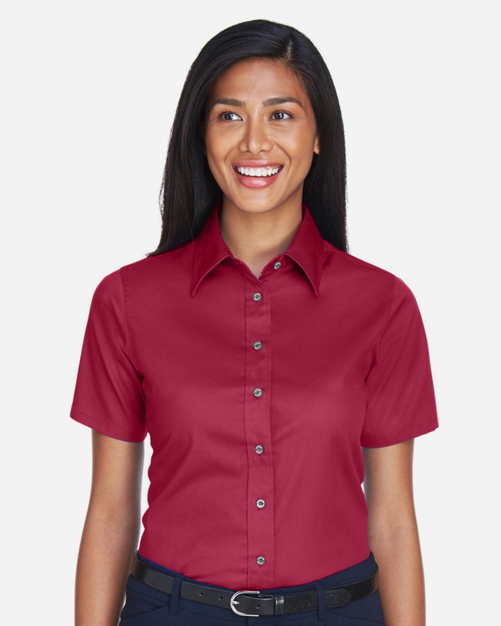 Harriton - Camisa de vestir de sarga de manga corta Easy Blend™ para mujer con antimanchas - M500SW