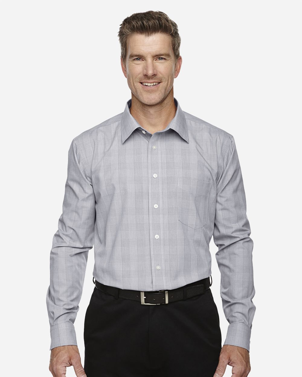 Devon & Jones - Camisa de vestir tejida a cuadros Glen de Crown Collection® para hombre - DG520
