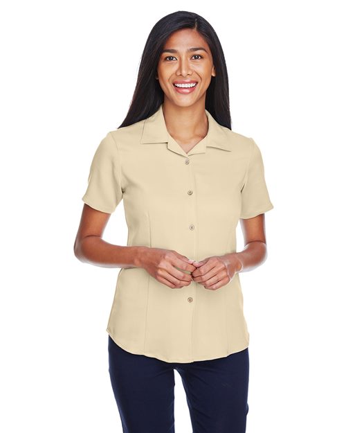 Harriton - Camisa de campamento de pana Bahama para mujer - M570W