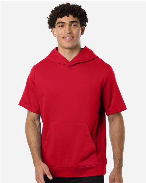 Team 365 - Unisex Squad Tech Fleece Hooded Short-Sleeve Sweatshirt - TT404