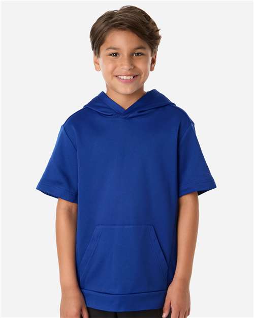 Team 365 - Youth Squad Tech Fleece Hooded Short-Sleeve Sweatshirt - TT404Y