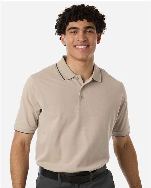 Harriton - Men's Valiant Cotton Snag Protect Tipped Polo - M215