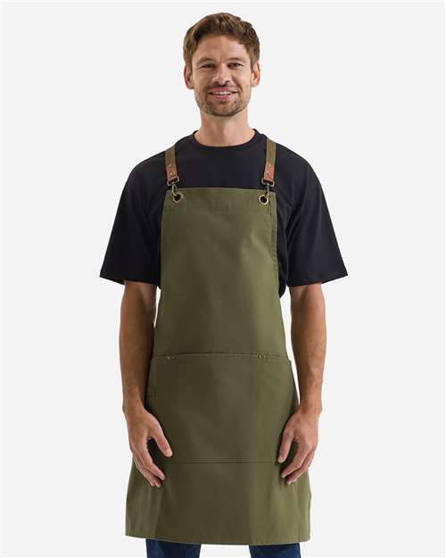 Artisan Collection by Reprime - Unisex Clip & Clasp Cross-Back Bib Apron - RP182