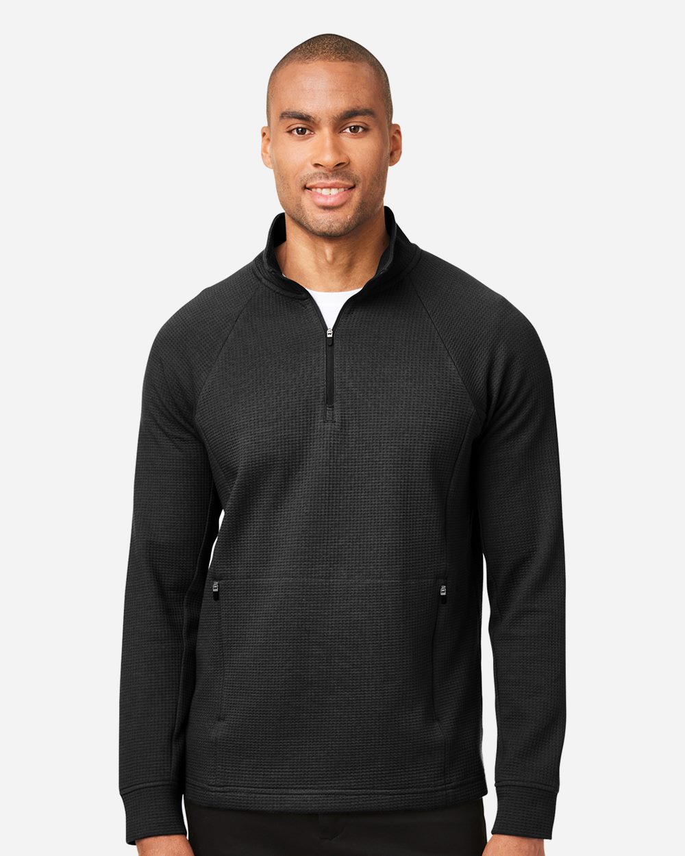 North End - Jersey Rhythm Waffle con cremallera de un cuarto para hombre - NE200