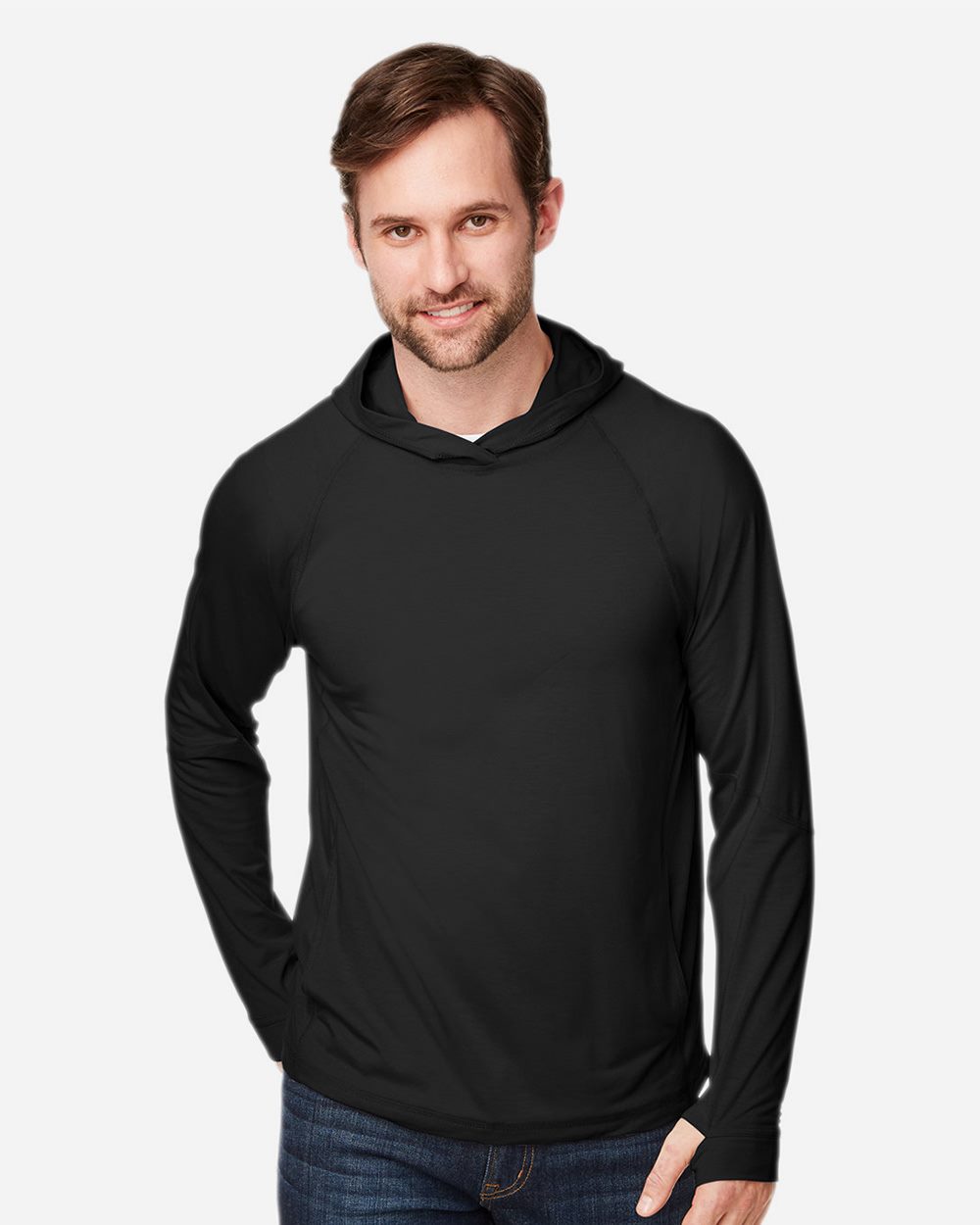 North End - Camiseta de manga larga con capucha y rendimiento elástico unisex JAQ - NE105