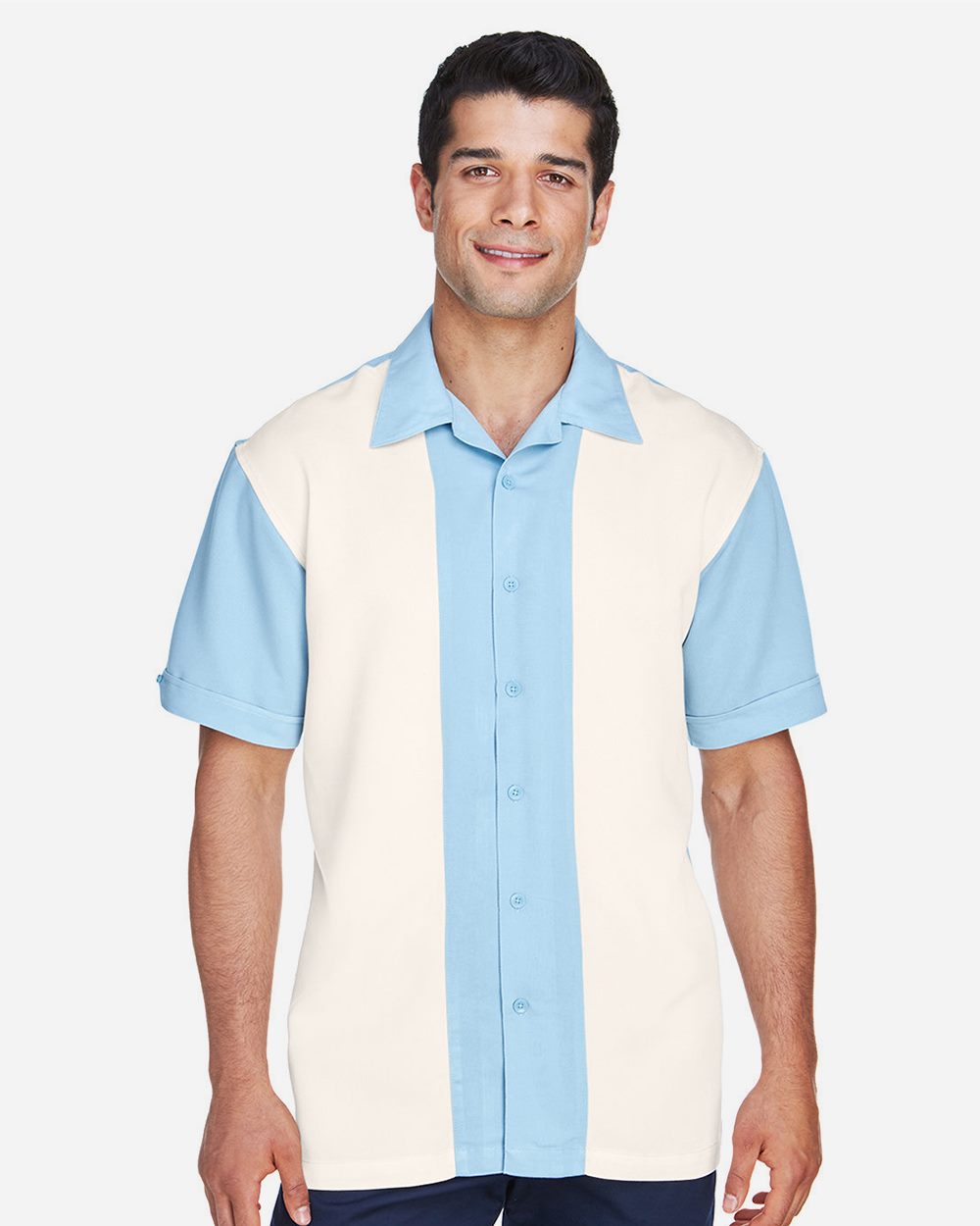 Harriton - Camisa de campamento bicolor para hombre - M575