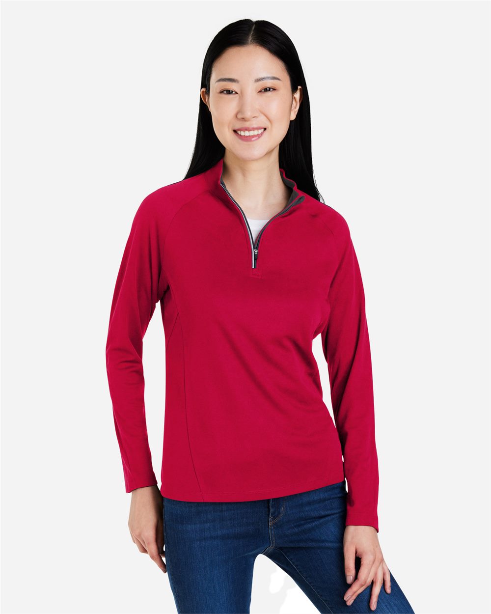 CORE365 - Jersey Origin Performance de piqué con cremallera de un cuarto para mujer - CE418W