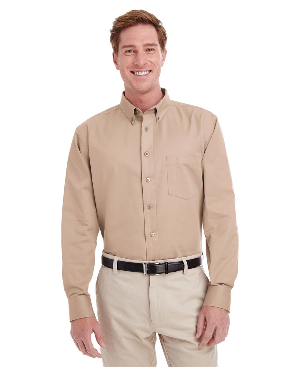 Harriton - Camisa de vestir de sarga de algodón con teflón para hombre - M581