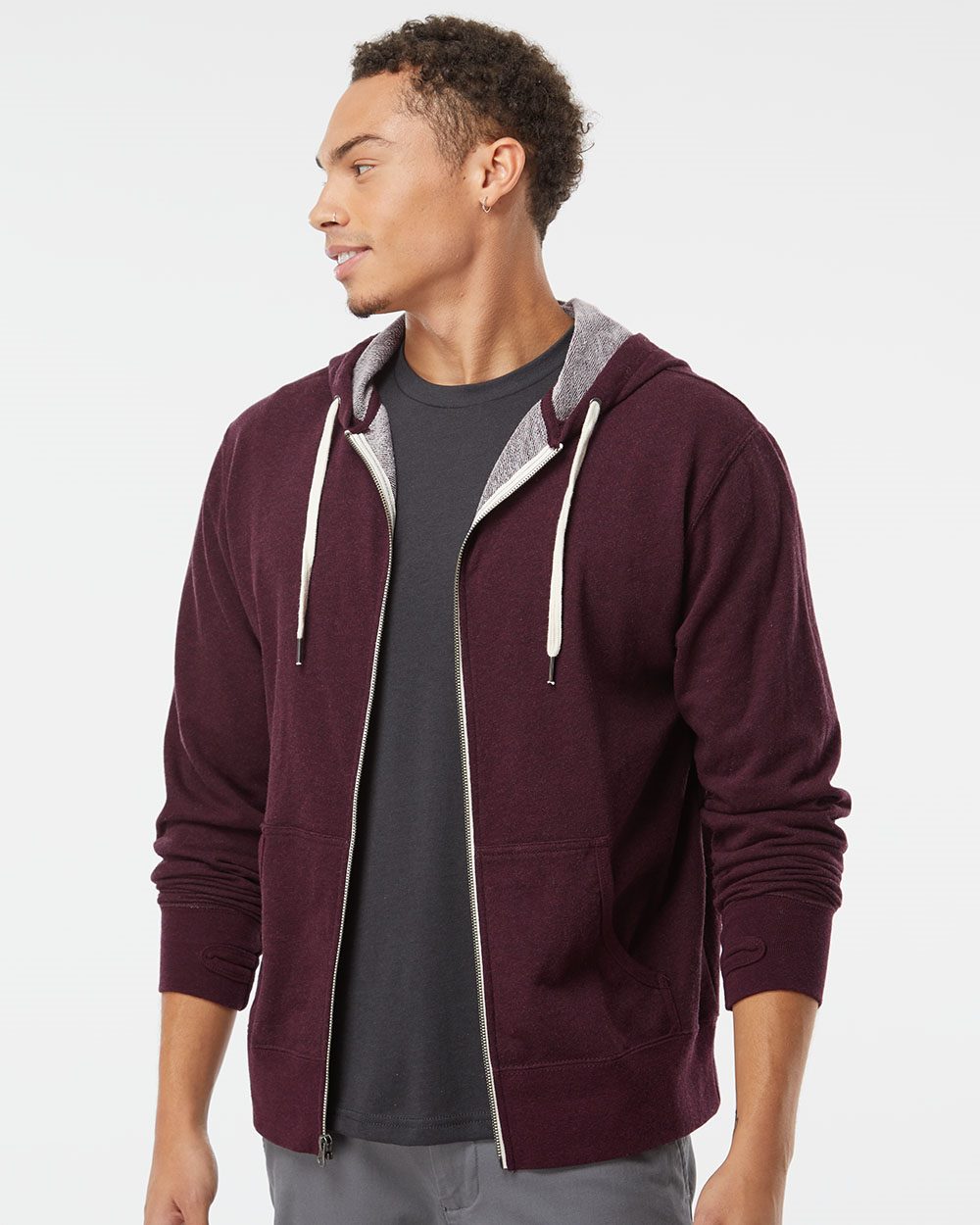 Independent Trading Co. - Unisex Heathered French Terry Full-Zip Hooded Sweatshirt - PRM90HTZ