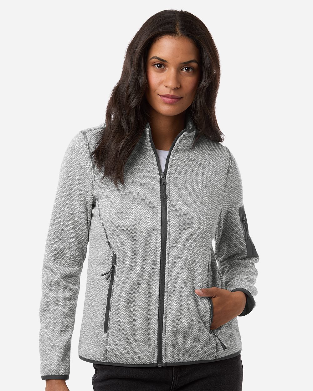 North End - Women's Jasper Jacquard Full-Zip Fleece Jacket - NE730W