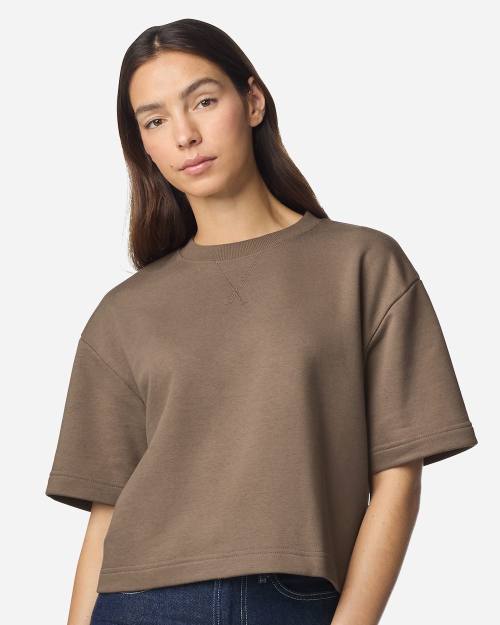 American Apparel - Top cuadrado de largo medio de felpa francesa para mujer - FTCB0