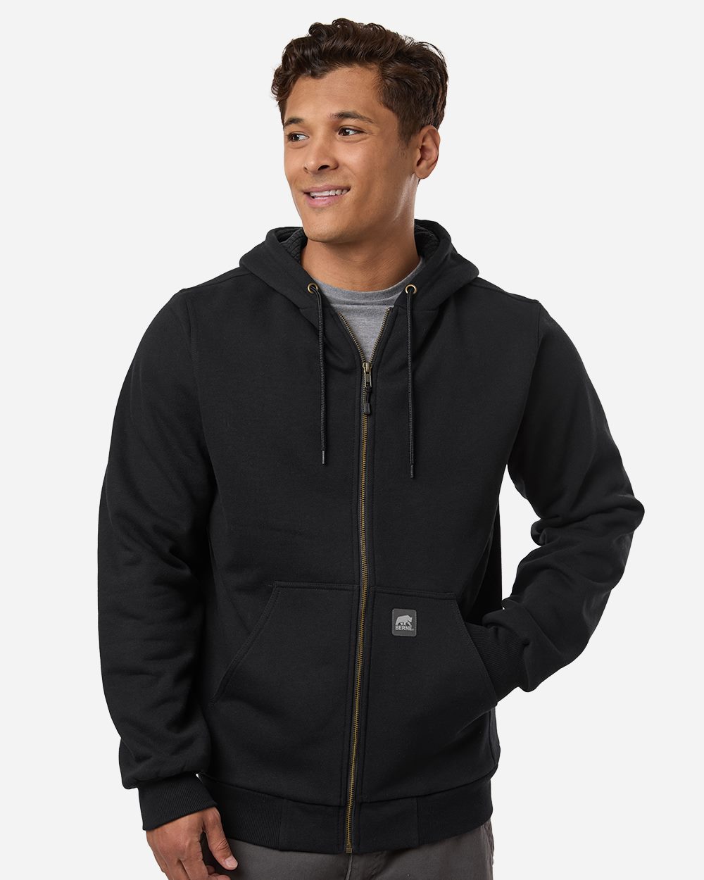 Berne Apparel - Men's Heritage Grid Fleece-Lined Full-Zip Hooded Sweatshirt - SZ107