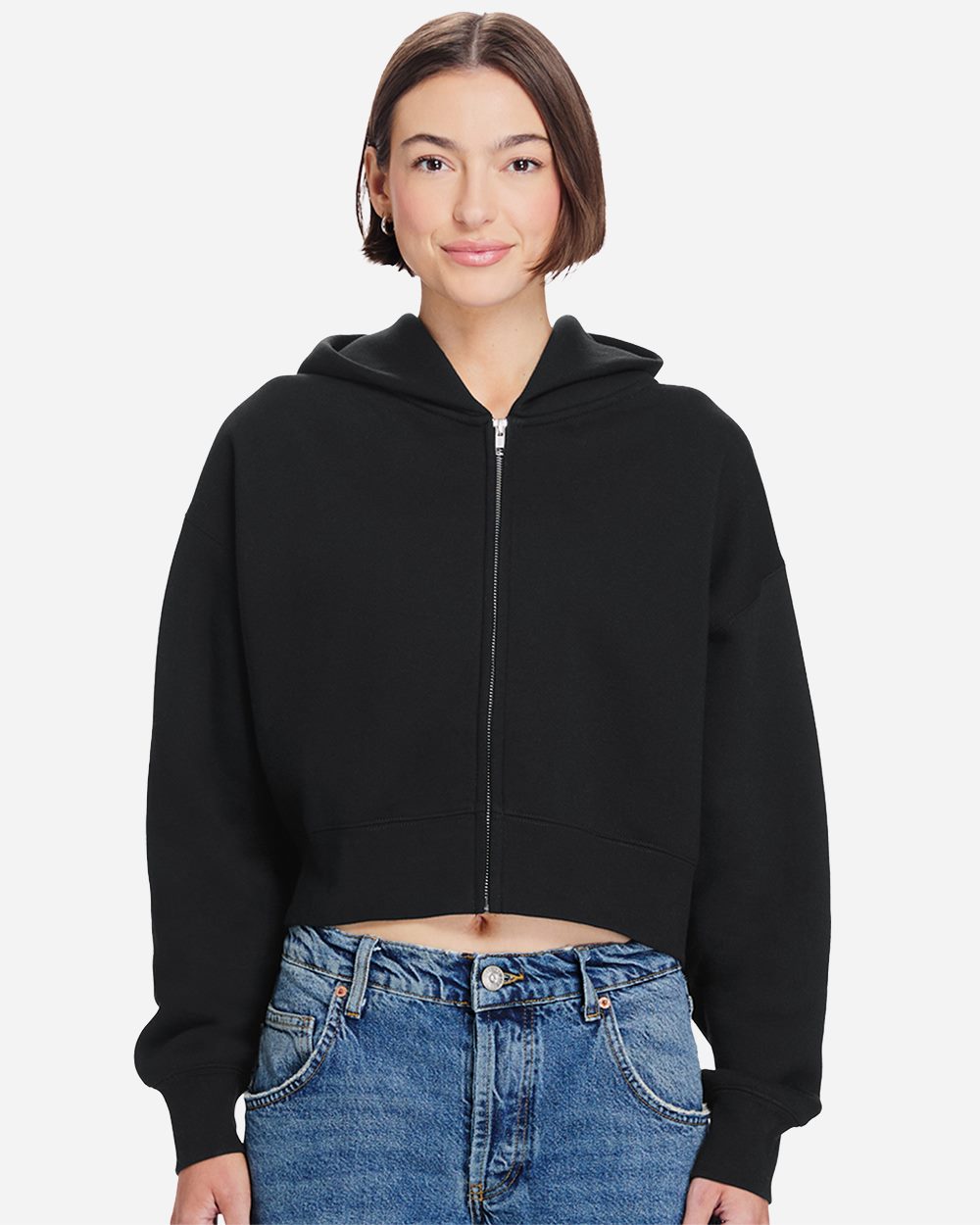 Lane Seven - Women's Relaxed Cropped Full-Zip Hoodie Sweatshirt - LS88003