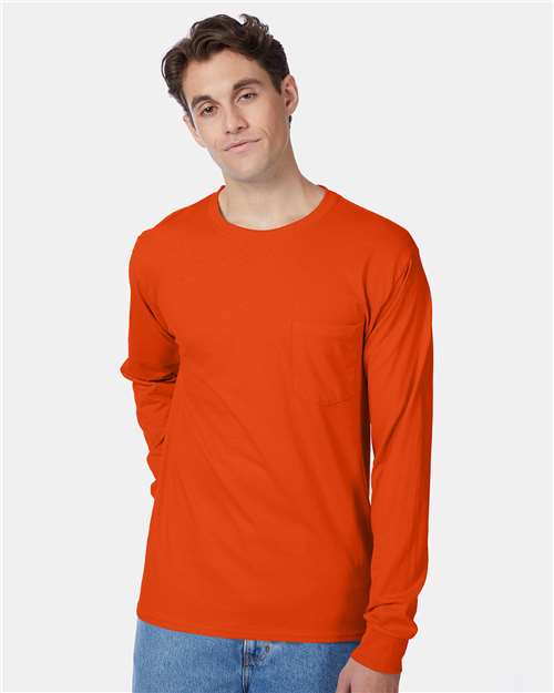 Hanes - Men's Authentic Long Sleeve Pocket T-Shirt - 5596