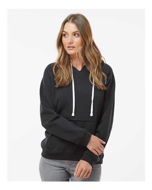J. America - Women's Sueded V-Neck Hooded Sweatshirt - 8836