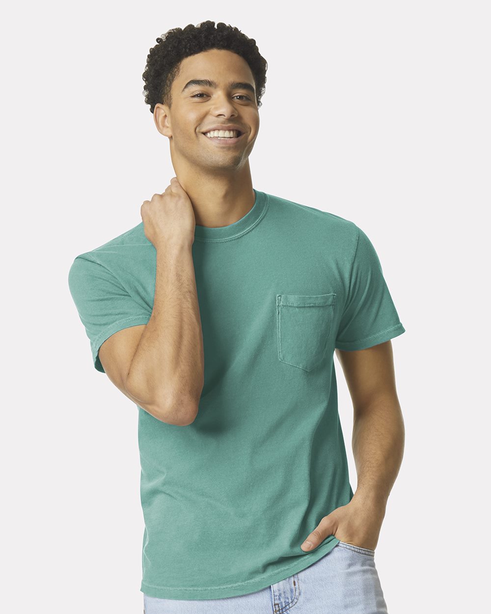 Comfort Colors - Camiseta unisex de tejido pesado con bolsillo y teñido en prenda - 6030
