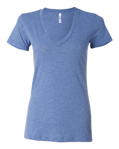 BELLA + CANVAS - Camiseta de cuello en V profundo de mezcla de tres piezas para mujer - 8435