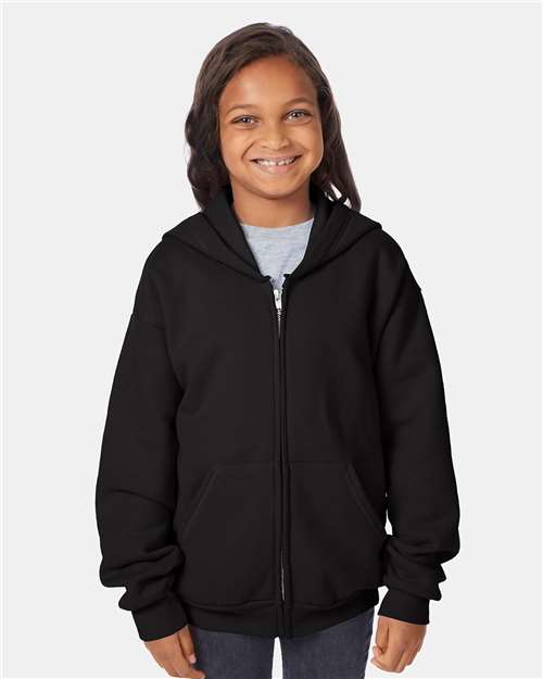 Hanes - Sudadera con capucha y cremallera completa EcoSmart® para jóvenes - P480