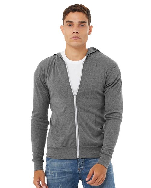 BELLA + CANVAS - Unisex Triblend Lightweight Full-Zip Hooded Long Sleeve Tee - 3939