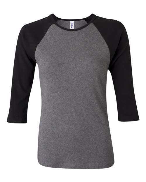 BELLA + CANVAS - Women’s 1X1 Baby Rib Raglan Three-Quarter Sleeve Tee - 2000