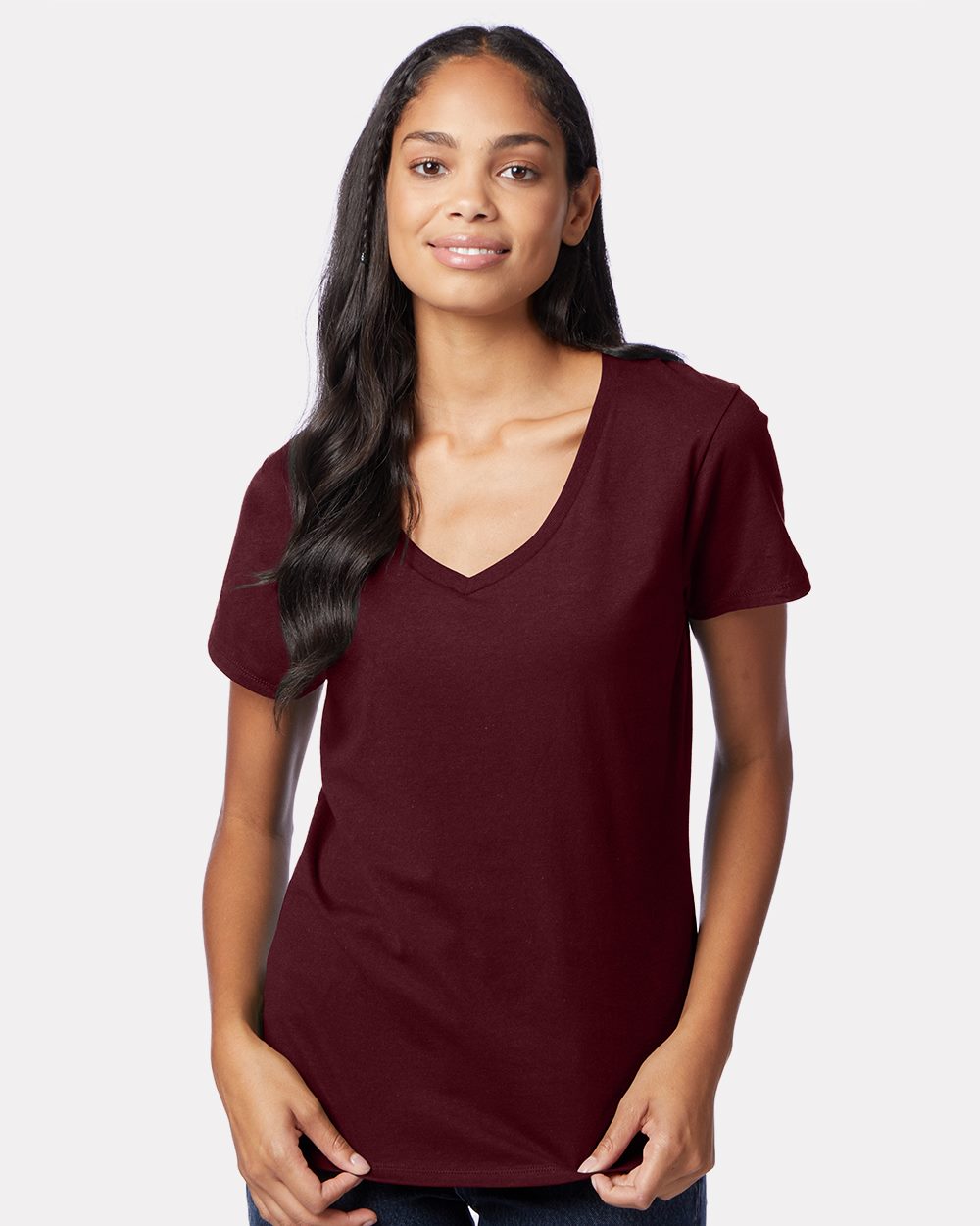 Hanes - Camiseta de cuello en V Perfect-T para mujer - S04V