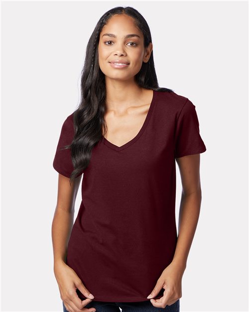 Hanes - Camiseta de cuello en V Perfect-T para mujer - S04V