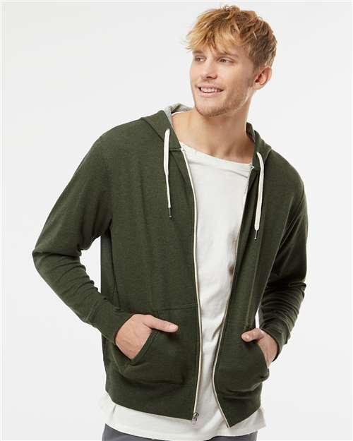 Independent Trading Co. - Unisex Heathered French Terry Full-Zip Hooded Sweatshirt - PRM90HTZ