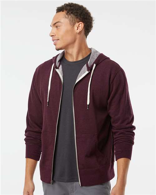 Independent Trading Co. - Unisex Heathered French Terry Full-Zip Hooded Sweatshirt - PRM90HTZ