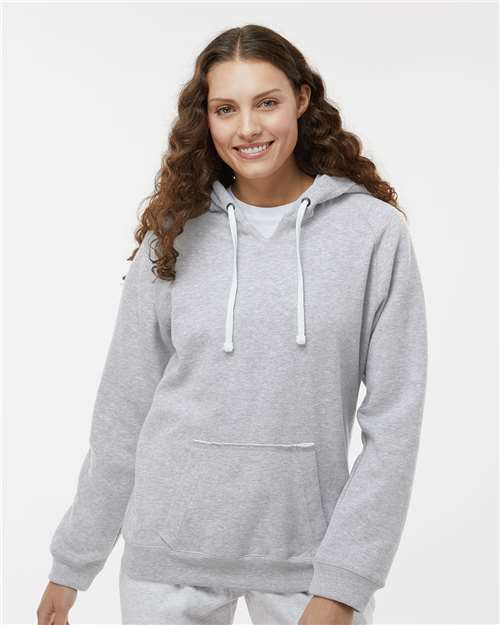 J. America - Sudadera con capucha y cuello en V de ante para mujer - 8836