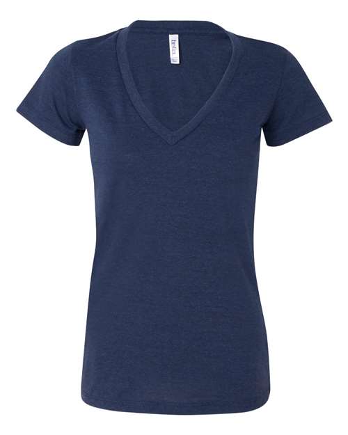 BELLA + CANVAS - Camiseta de cuello en V profundo de mezcla de tres piezas para mujer - 8435