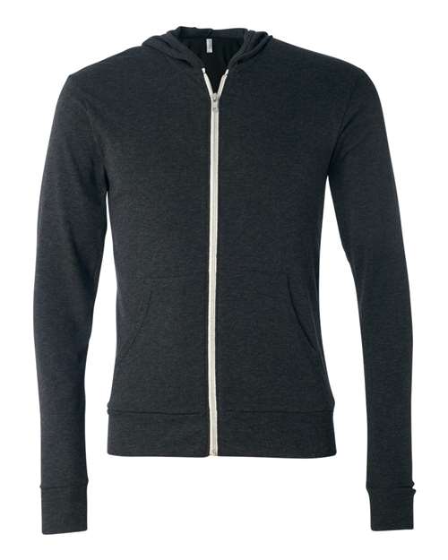 BELLA + CANVAS - Unisex Triblend Lightweight Full-Zip Hooded Long Sleeve Tee - 3939