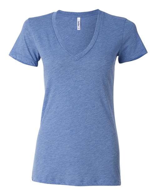 BELLA + CANVAS - Camiseta de cuello en V profundo de mezcla de tres piezas para mujer - 8435