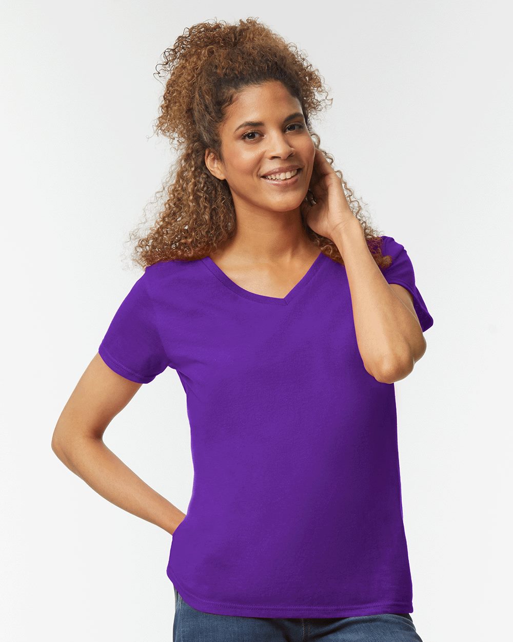 Gildan - Camiseta de algodón pesado™ con cuello en V para mujer - 5V00L