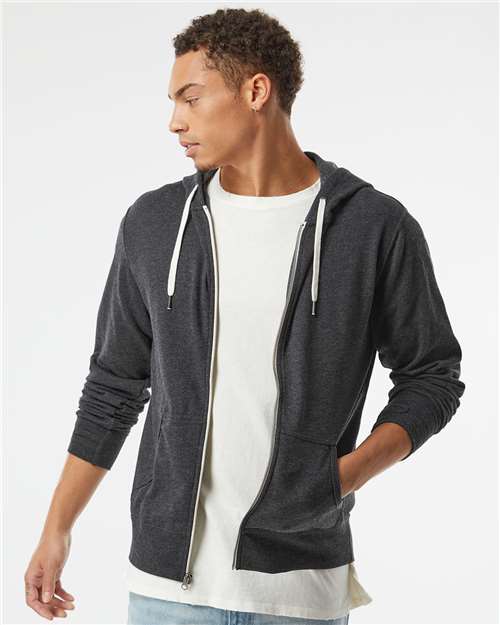 Independent Trading Co. - Unisex Heathered French Terry Full-Zip Hooded Sweatshirt - PRM90HTZ